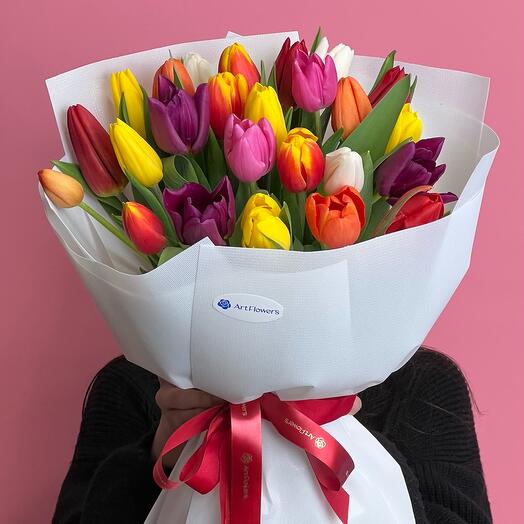 Букет из 25 тюльпанов микс