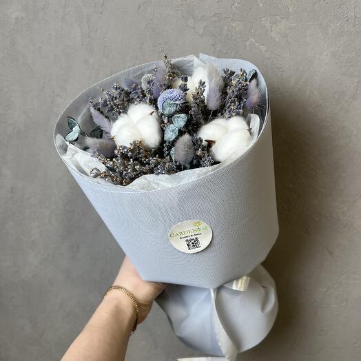 Букет из лаванды и хлопка