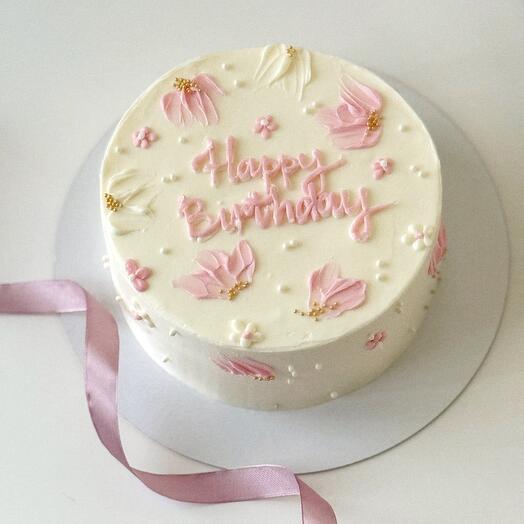 Торт 1 кг с днём рождения с цветочками happy birthday