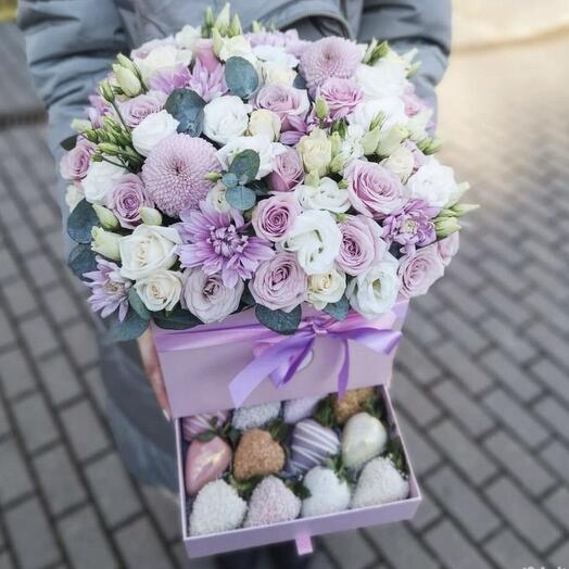 Chocolate-covered flowers and strawberries
