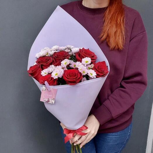 Красный бархат 😍 Букет с красной розой и Сантини 🎁