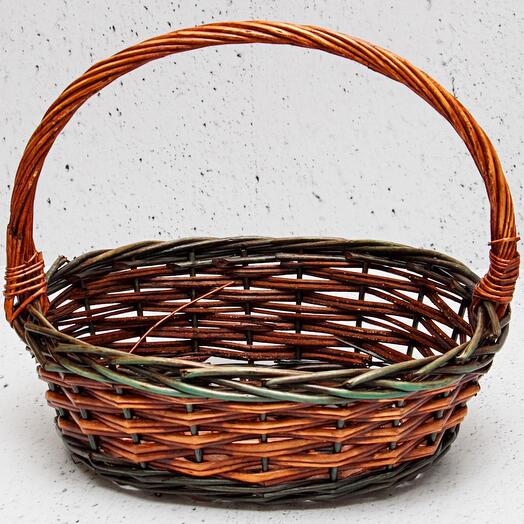 Корзина плетеная большая к пасхе 57384 кофейно-зеленая 45x36x15/39 см