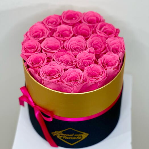 Long Lasting Pink Roses In A Round Box Medium