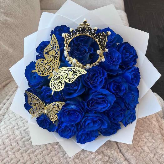 Букет синих роз 25 шт