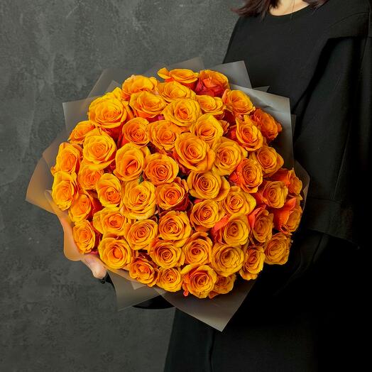 Букет оранжевых роз Espana, 51 шт, 40 см. Florentika