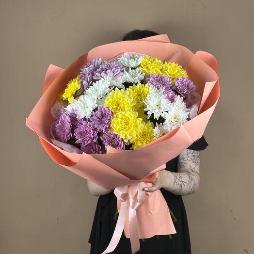 Букет из 9 пушистых хризантем микс 💐😻