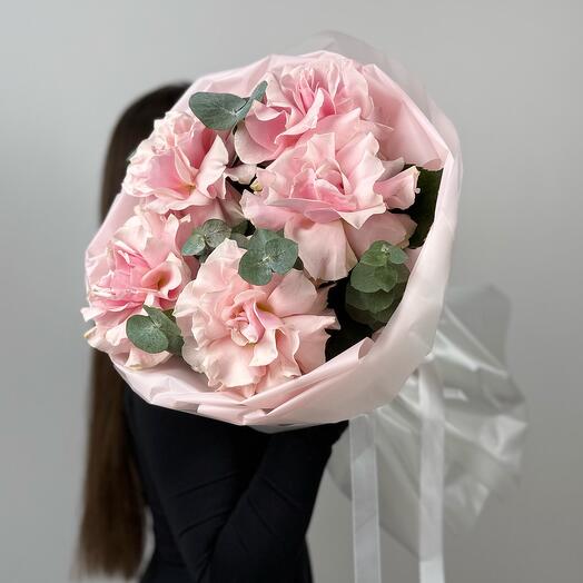 WOW-букет из французских роз и эвкалипта