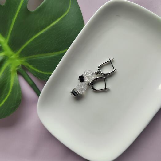 Серьги из аквакварца и гематита