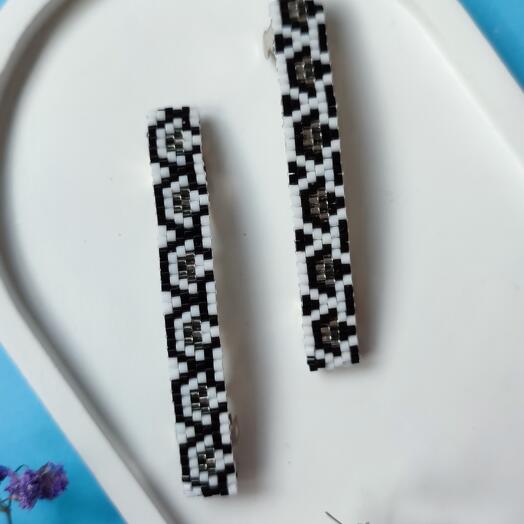 Набор заколок для волос "Орнамент" чёрно-белый 5 см