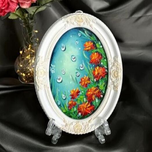 Маленькая картина маслом цветы Розы