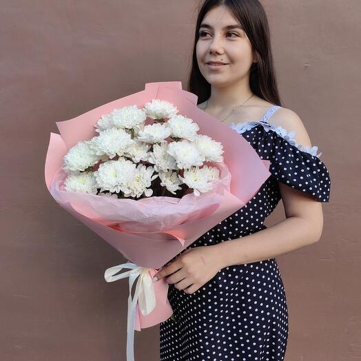 "Зефирка"- букет из 3 кустовых хризантем