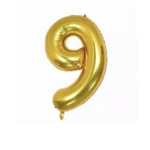 Шар цифра золото "9"