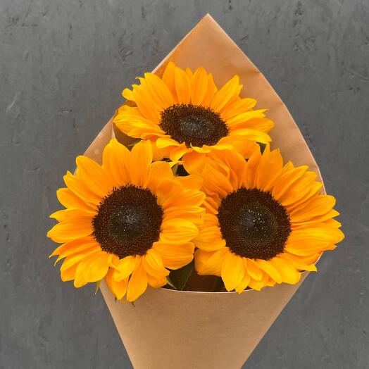 Ramo de 3 girasoles en artesanía