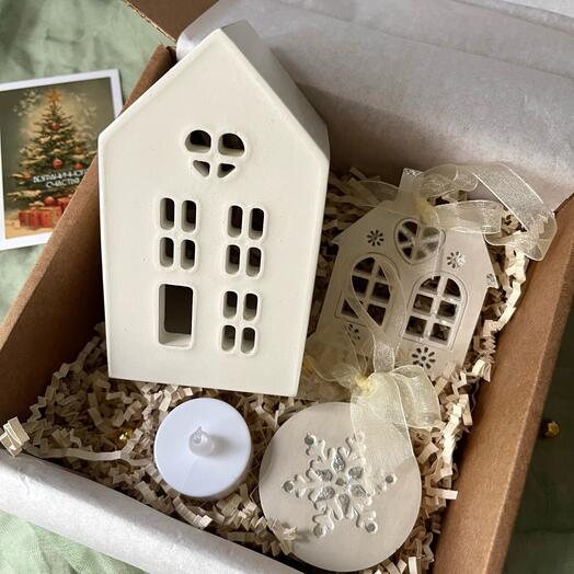 Gift set candle holder and Christmas tree toys "Winter wonders"