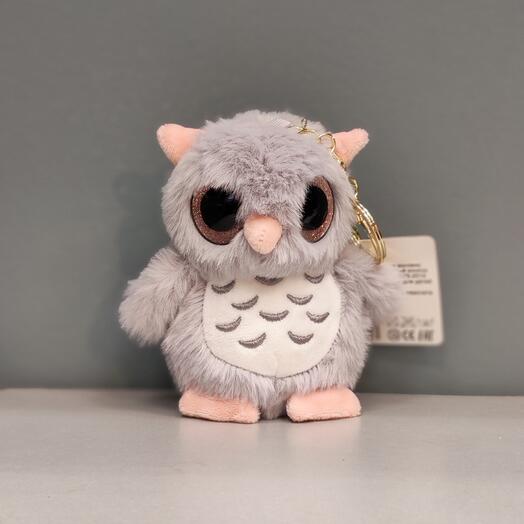 Брелок мини игрушка сова серая