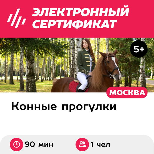 Подарочный сертификат Индивидуальная конная прогулка в лес для 1 человека (90 мин.)