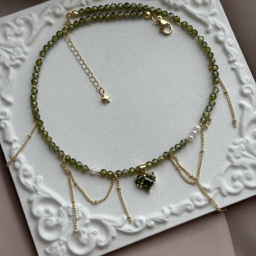 Колье из фианитов и нат.жемчуга OLIVE
