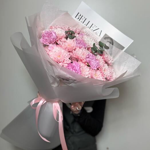 Сборный Букет «Для тебя 💝» из кустовых хризантем и диантусов