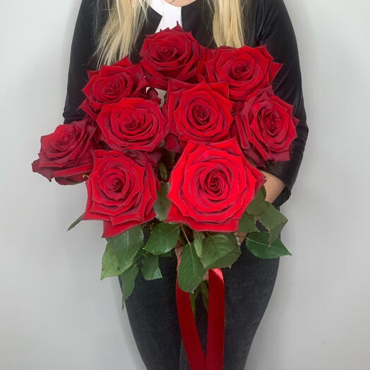 9 rosas rojas variedades Premium 50-60 cm Ecuador
