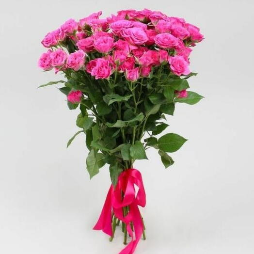 Bouquet of 9 pink bush roses 50 cm