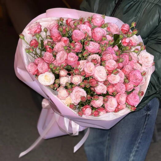 Кустовые розы «Леди бомбастик» 15 веток букет 🌸