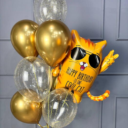 Фонтан из шаров на день рождение "cool cat"