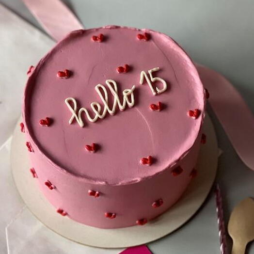 Торт 1 кг на день рождения | HELLO 15 | девочке, дочке, любимой, ваш возраст