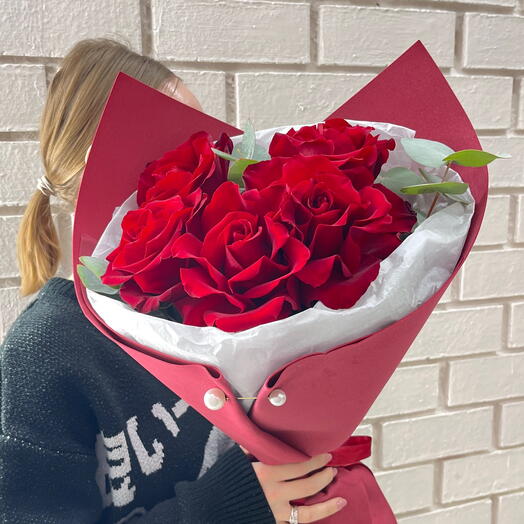 Букет из красных французских роз🌹