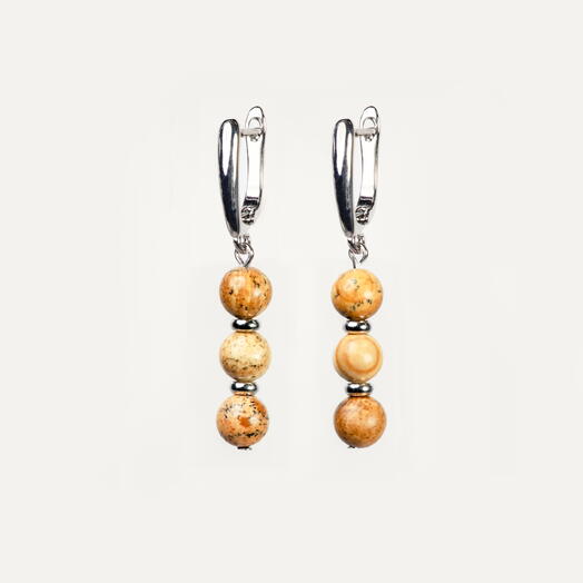 Серьги Самшит Песчаная яшма Rh+ (EAR1160)
