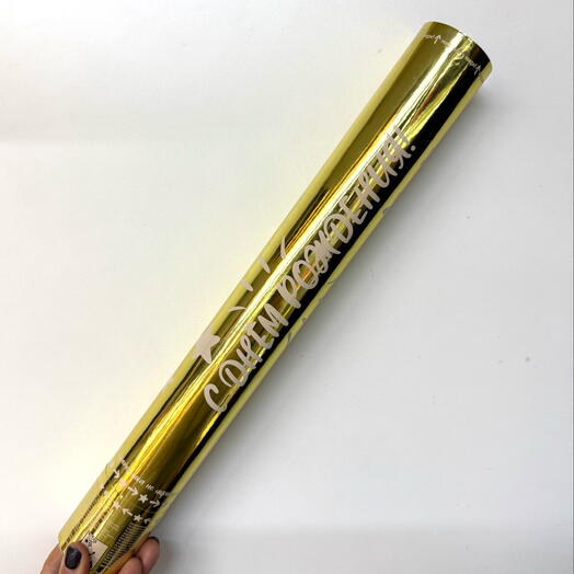 Хлопушка (16/40 см), С Днем Рождения!, Звезды фольга, Белое золото, Металлик, 1 шт