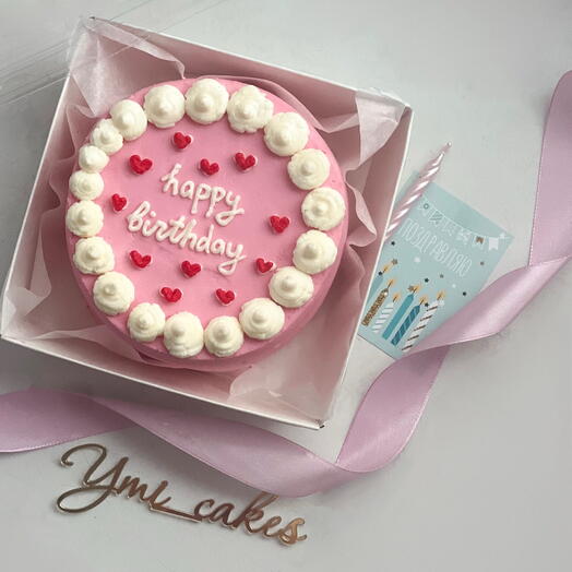 Розовый бенто торт на день рождения happy birthday