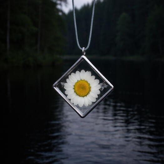Арт. 489 Кулон с ромашкой - украшение с настоящим цветком