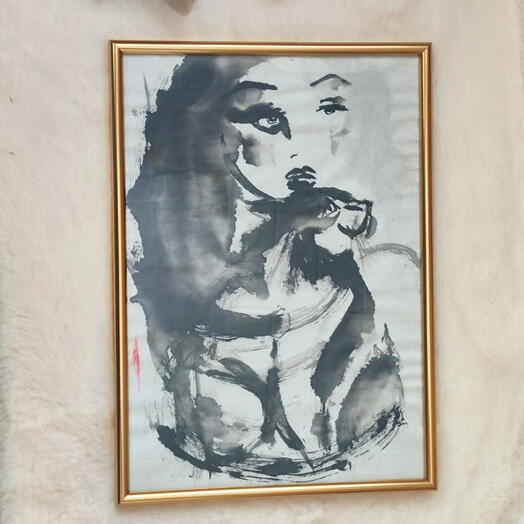 Картина Девушка и кошка