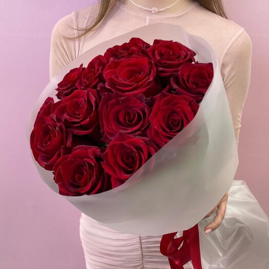 Моно букет Красных роз  Бархат 15 шт 🌹