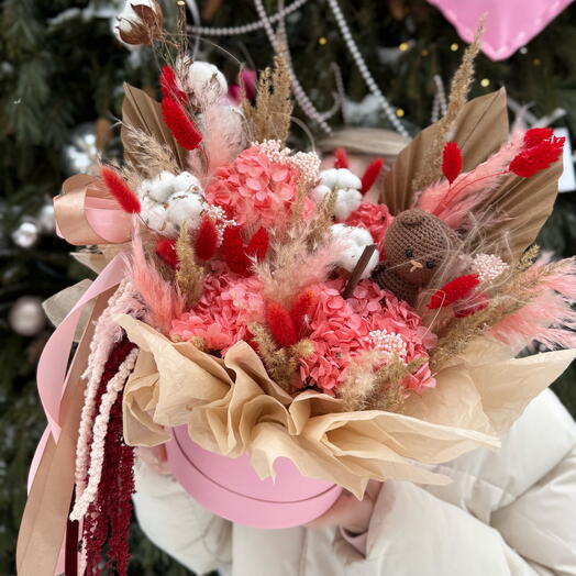 Композиция с сухоцветами и мишкой♥️