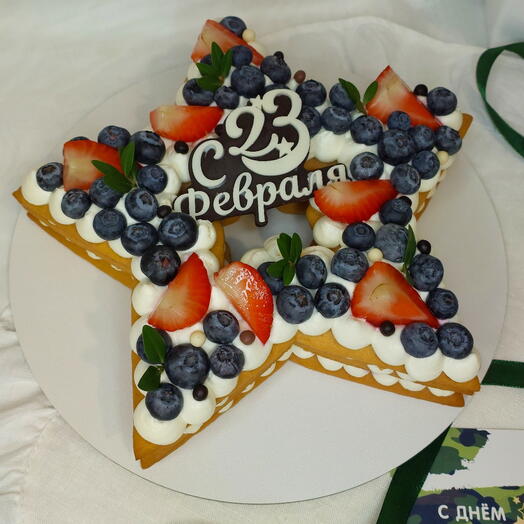 Торт звезда открытый медовик 23 февраля
