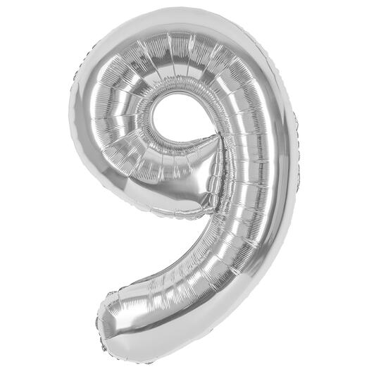 Цифра гелиевая 9 серебро