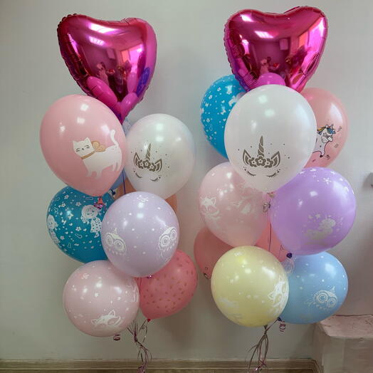 Фонтаны из Шаров, детские рисунки, шары гелиевые