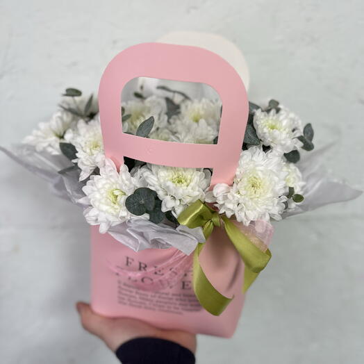 Сумочка Fresh flowers с хризантемой и эвкалиптом