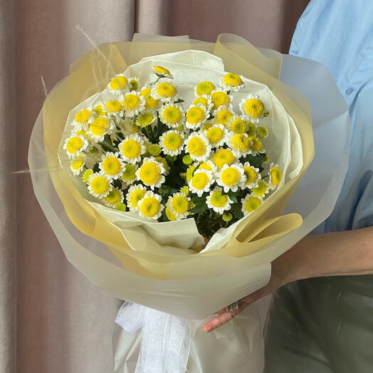🌼Солнечный букет из хризантемы сантини. Цветы в подарок маме, жене, любимой девушке, женщине, дочке на день рождение (1)