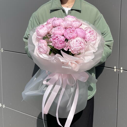 Bouquet of 15 pink Peonies