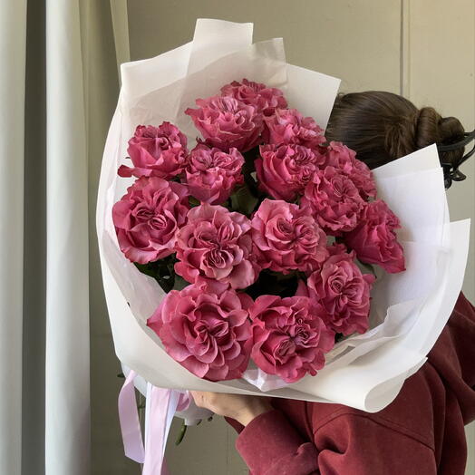 Букет 💔Пионовидные розы с пышным бутоном 15 шт