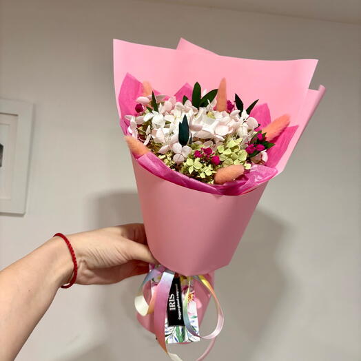 Букет 💐 из сухоцветов и стабилизированных цветов «Радость»