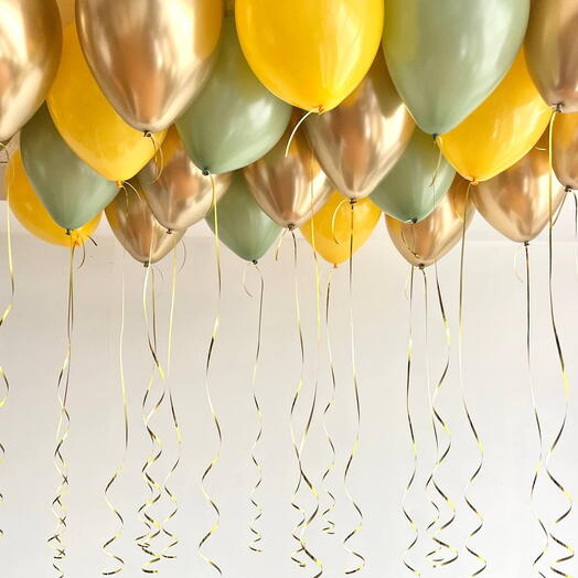 Шары под потолок в золотом желтом цвете, 20 шт