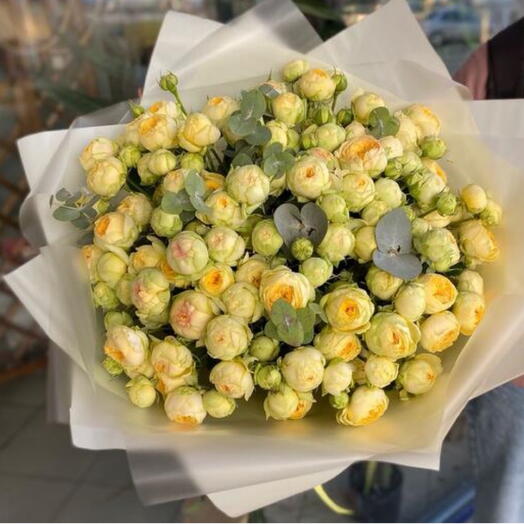 Yellow peony shaped roses