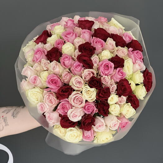 🌹 Розы MIX 50 см — роскошный букет из 101 розы 💖