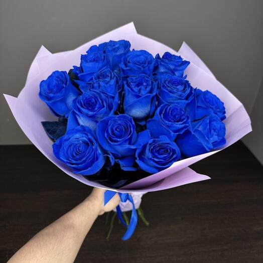 Синие розы 15 шт
