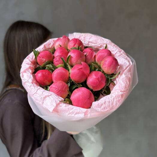 15 пионов «Корал Шарм» 🌸 Полумахровые, меняют цвет: от ярко-розового до кораллово-персикового