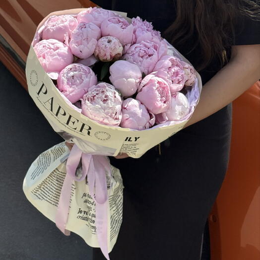 17 Розовых пионов букет пионов 💗