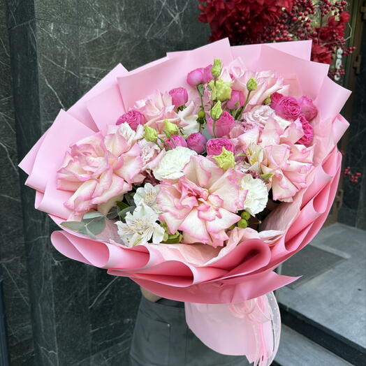 Букет с нежной ажурной розовой розой 💕🌸